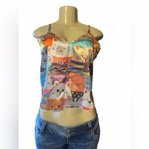 Colorful Cat Print Camisole